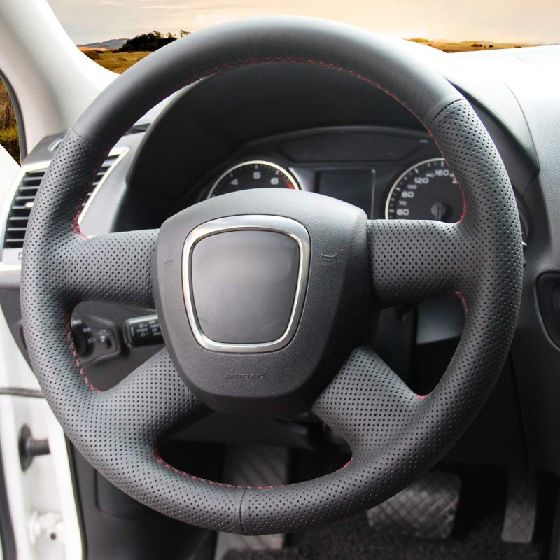 Loncky Auto Custom Fit OEM Black Genuine Leather Car Steering Wheel Cover for Audi A3 20062013 Loncky Auto Custom Fit OEM Black Genuine Leather Car Steering Wheel Cover for Audi A3 20062013